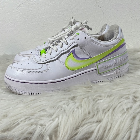 NIKE Air Force 1 Low Shadow White Electric Green Size 10 - Picture 7 of 15